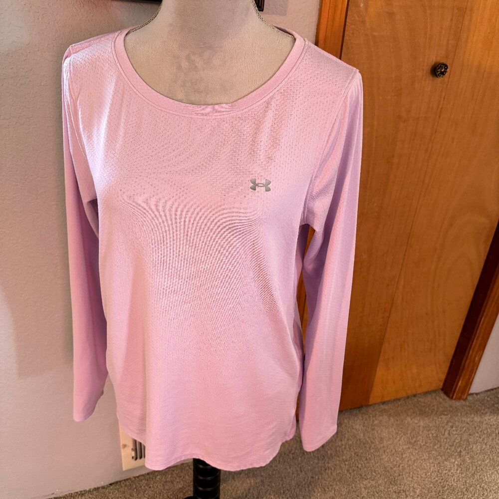 Under Armour Shirt Heat Gear Long Sleeve Lilac Women Sz L